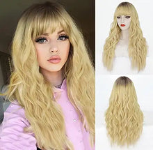 Load image into Gallery viewer, penelope transitional dark root to light blonde long heat resistant hair wig
