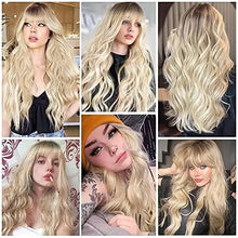 Load image into Gallery viewer, penelope transitional dark root to light blonde long heat resistant hair wig
