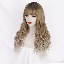 Load image into Gallery viewer, penelope transitional dark root to light blonde long heat resistant hair wig brown mix blonde
