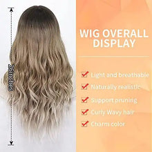 Load image into Gallery viewer, penelope transitional dark root to light blonde long heat resistant hair wig
