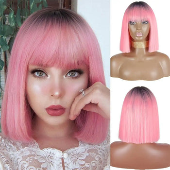 pink shaded bob wig