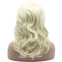 Load image into Gallery viewer, platinum blonde full density half hand tied heat friendly lace front wig
