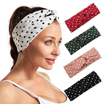 polka dot cross & assorted prints headband set for women color 5