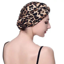 Load image into Gallery viewer, printed leopard and assorted print cotton turban sleep cap
