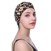 Load image into Gallery viewer, printed leopard and assorted print cotton turban sleep cap
