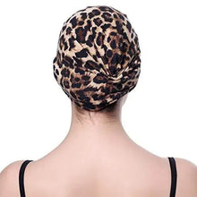 Load image into Gallery viewer, printed leopard and assorted print cotton turban sleep cap
