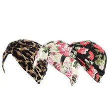 Load image into Gallery viewer, printed leopard and assorted print cotton turban sleep cap
