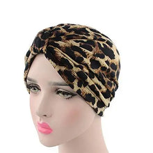 Load image into Gallery viewer, printed leopard and assorted print cotton turban sleep cap 3 colors(black+white+blue)
