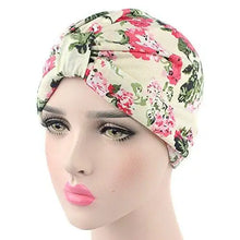Load image into Gallery viewer, printed leopard and assorted print cotton turban sleep cap 3 colors(print blue+pink+beige)
