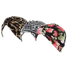 Load image into Gallery viewer, printed leopard and assorted print cotton turban sleep cap
