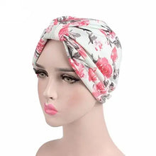 Load image into Gallery viewer, printed leopard and assorted print cotton turban sleep cap printed blue
