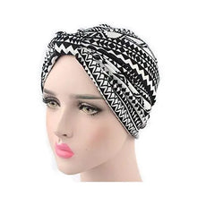 Load image into Gallery viewer, printed leopard and assorted print cotton turban sleep cap
