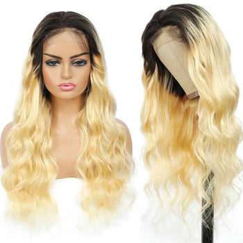 reena ombre light blonde lace front human hair wig