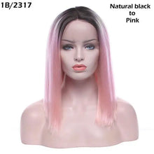 Load image into Gallery viewer, reva | 14 inch straight lace front bob wig pink / 150% / lace front / 14inches /  canada
