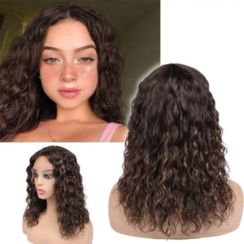 sable - brown & auburn lace front water wave human hair wig