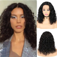 Load image into Gallery viewer, sable - brown &amp; auburn lace front water wave human hair wig 14inches / natural black
