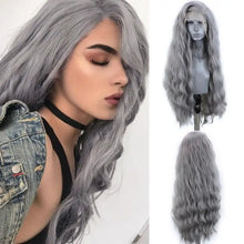 Load image into Gallery viewer, sage - water wave silver grey synthetic heat resistant lace front wig with natural hairline
