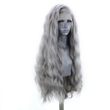 Load image into Gallery viewer, sage - water wave silver grey synthetic heat resistant lace front wig with natural hairline
