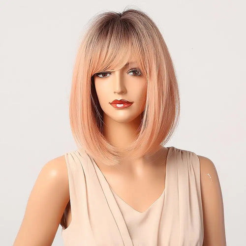 shaded rose gold synthetic wig