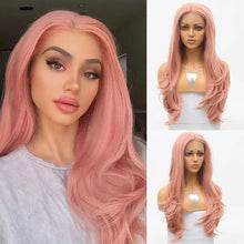 Load image into Gallery viewer, shanna long pink wig middle part heat friendly lace front wig
