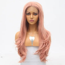 Load image into Gallery viewer, shanna long pink wig middle part heat friendly lace front wig
