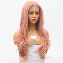 Load image into Gallery viewer, shanna long pink wig middle part heat friendly lace front wig
