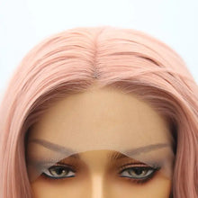 Load image into Gallery viewer, shanna long pink wig middle part heat friendly lace front wig
