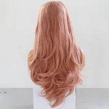 Load image into Gallery viewer, shanna long pink wig middle part heat friendly lace front wig
