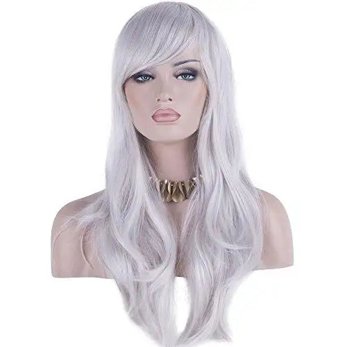 side swept bangs long heat resistant wig