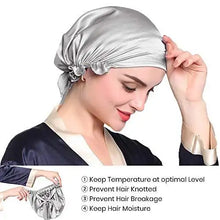 Load image into Gallery viewer, silk sleep cap with ribbons
