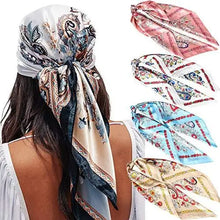 Load image into Gallery viewer, square fashion scarf &amp; hair accessory - 4 pack cashew(light blue/pink/coffee/white)
