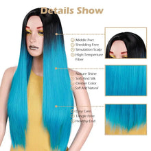 Load image into Gallery viewer, straight ombre 24 inch heat resistant cosplay wig
