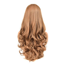 Load image into Gallery viewer, strawberry and light brown blended long wavy synthetic hair wig high-temperature fibre

