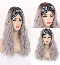 Load image into Gallery viewer, synthetic 20 inch wavy headband wig 153 grey leopard
