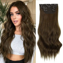 Load image into Gallery viewer, synthetic clip in hair extensions set chocolate brown / 18 inches
