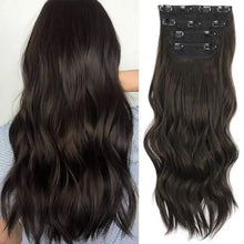 Load image into Gallery viewer, synthetic clip in hair extensions set dark brown / 18 inches
