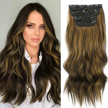 Load image into Gallery viewer, synthetic clip in hair extensions set auburn chestnut / 18 inches
