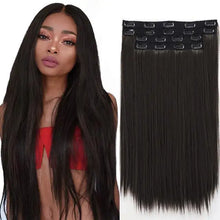 Load image into Gallery viewer, synthetic clip in hair extensions set s-dark brown / 18 inches
