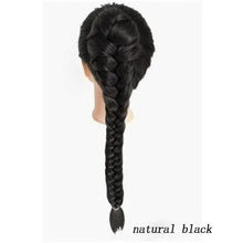 Load image into Gallery viewer, synthetic drawstring braided fishtail ponytail hairpiece natural black / 60cm
