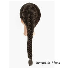 Load image into Gallery viewer, synthetic drawstring braided fishtail ponytail hairpiece brownish black / 60cm
