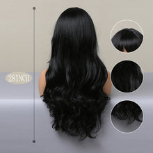 Load image into Gallery viewer, Heat Resistant Black Long Wavy Synthetic Wig with Bangs Wig Store

