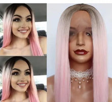 Load image into Gallery viewer, tammy | blunt cut lob hair wig ombre pink / 150% / 14inches
