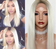 Load image into Gallery viewer, tammy | blunt cut lob hair wig ombre white / 150% / 14inches
