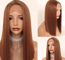 Load image into Gallery viewer, tammy | blunt cut lob hair wig dark orange / 150% / 14inches
