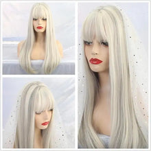 Load image into Gallery viewer, tipped ombre long straight wig with bangs lc169-6 / canada
