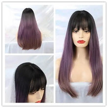 Load image into Gallery viewer, tipped ombre long straight wig with bangs lc169-2 / canada
