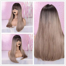 Load image into Gallery viewer, tipped ombre long straight wig with bangs lc169-5 / canada
