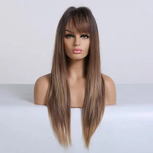 Load image into Gallery viewer, tipped ombre long straight wig with bangs 244 / canada
