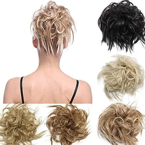 tousled wavy hairpiece bun scrunchie hair wrap 1 piece tousled (45g) / dark blonde & bleach blonde