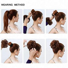 Load image into Gallery viewer, tousled wavy hairpiece bun scrunchie hair wrap
